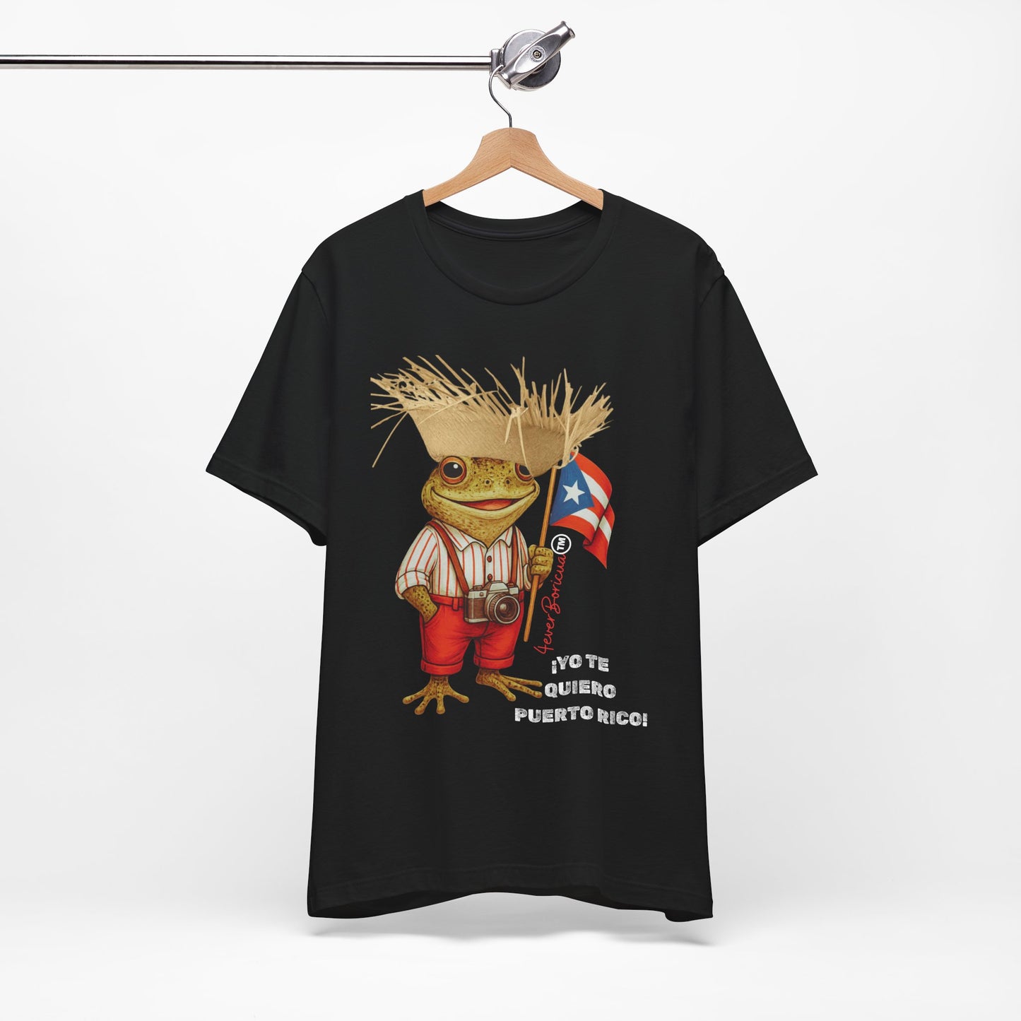 CAMISETA Yo Te Quiero Puerto Rico Shirt con Sapo Concho Pava y Bandera Unisex Negra | Diseño Exclusivo 4everBoricua