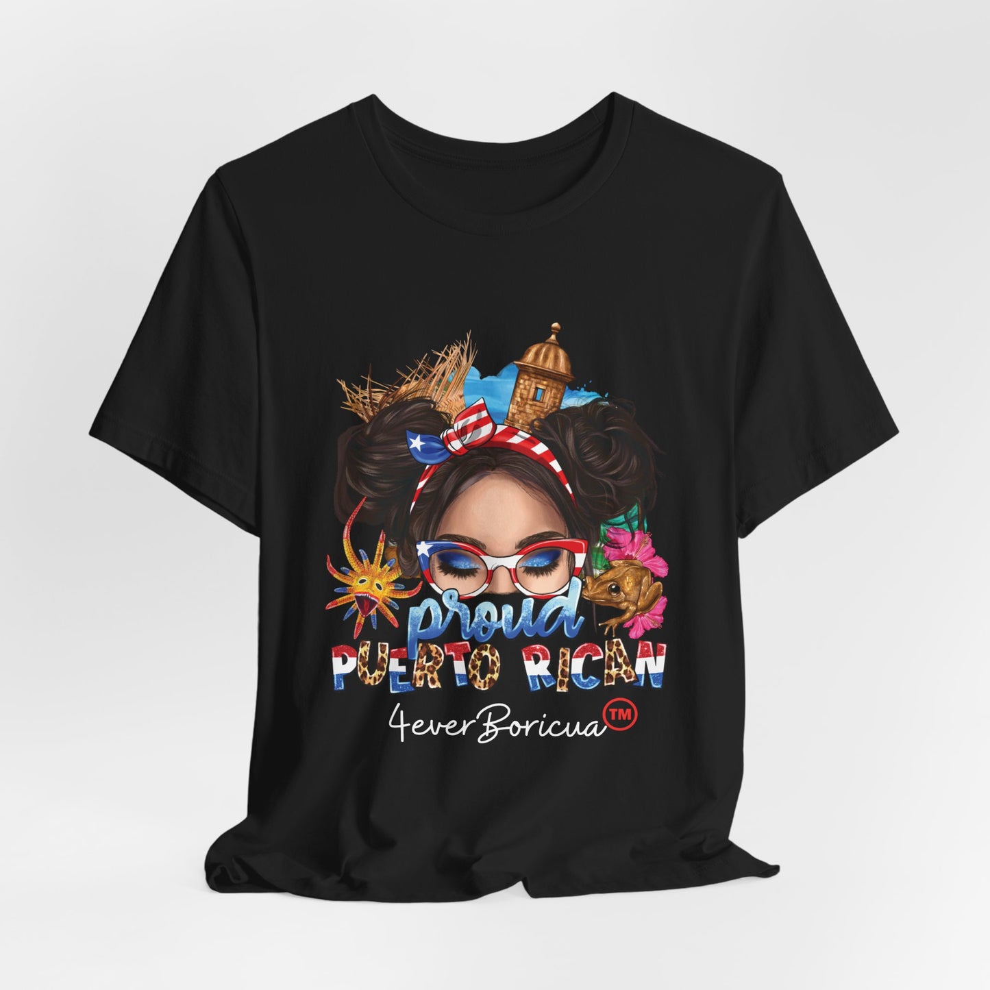 CAMISETAS PR UNISEX PROUD PUERTO RICAN T-SHIRT Black | 4EVERBORICUA