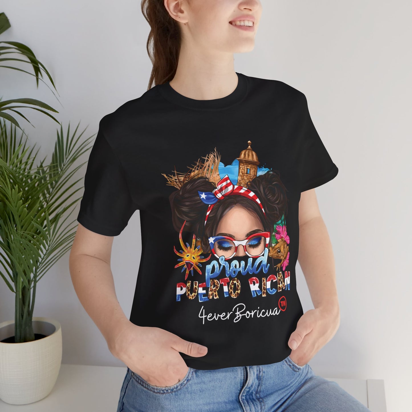 CAMISETAS PR UNISEX PROUD PUERTO RICAN T-SHIRT Black | 4EVERBORICUA