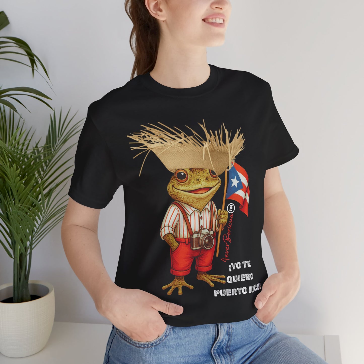 CAMISETA Yo Te Quiero Puerto Rico Shirt con Sapo Concho Pava y Bandera Unisex Negra | Diseño Exclusivo 4everBoricua