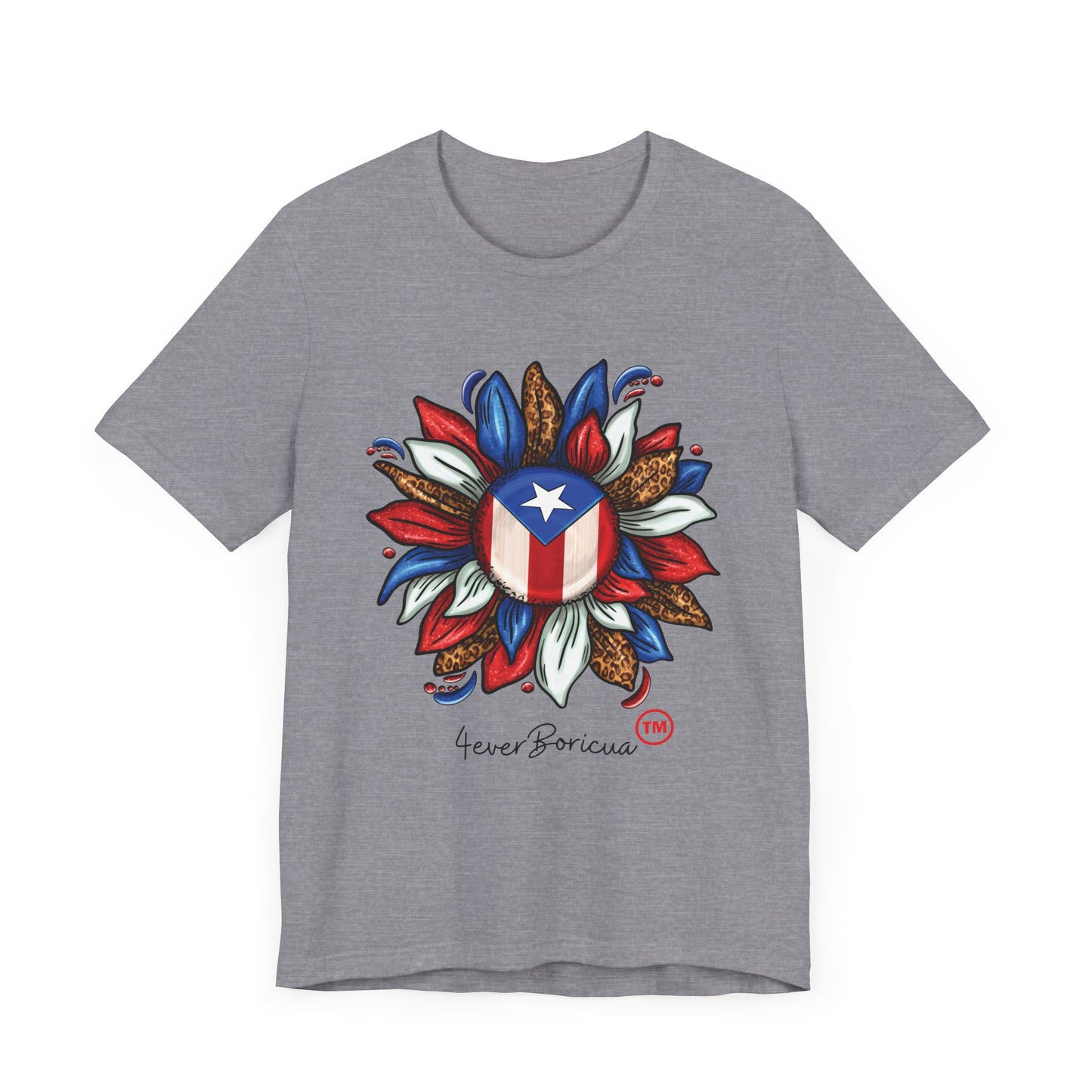 CAMISETA PR PUERTO RICAN BLOOMING FLAG T-SHIRT Gray | 4EVERBORICUA
