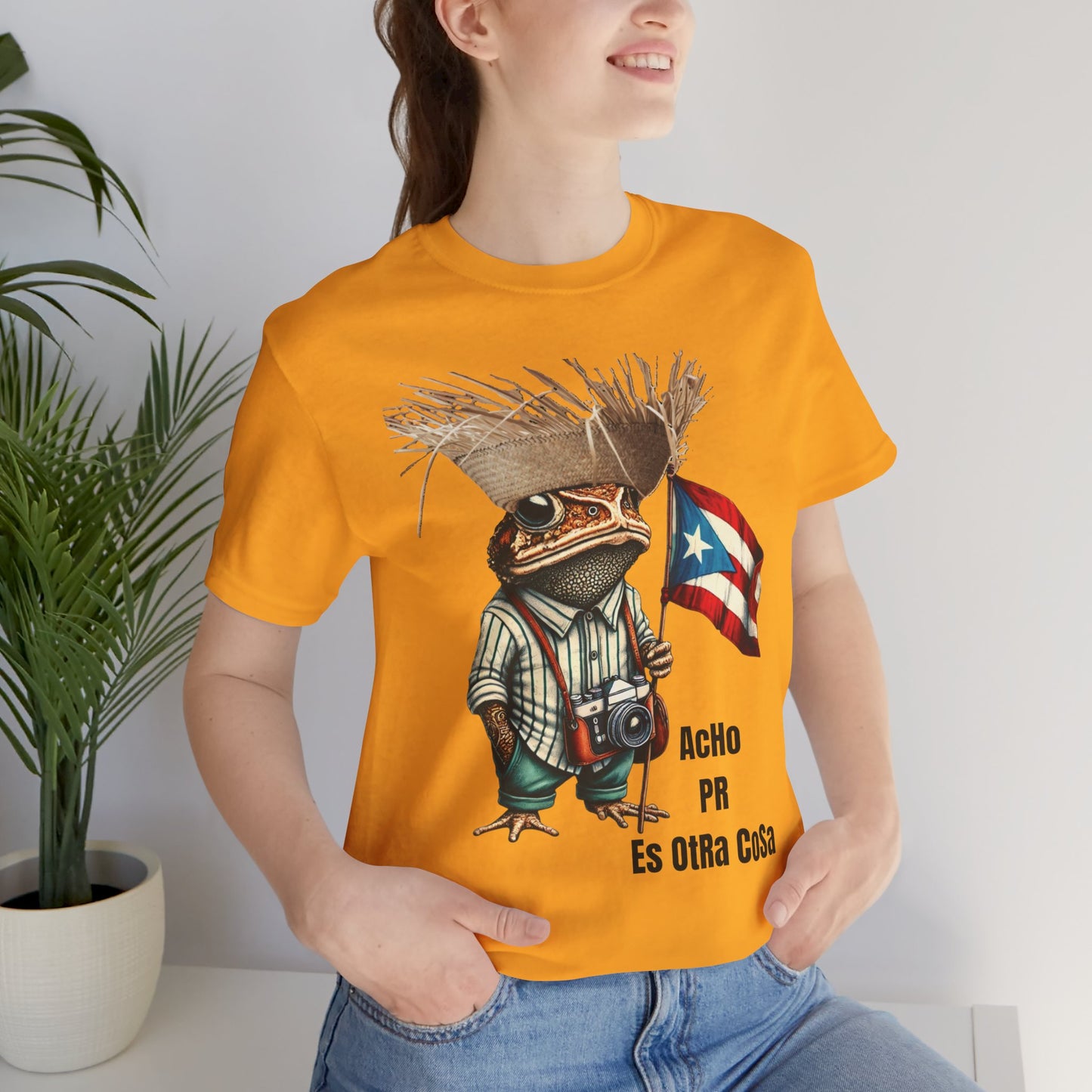 ACHO PR ES OTRA COSA SAPO CONCHO Camisetas Puerto Rico Shirts Unisex Gold | 4EVERBORICUA