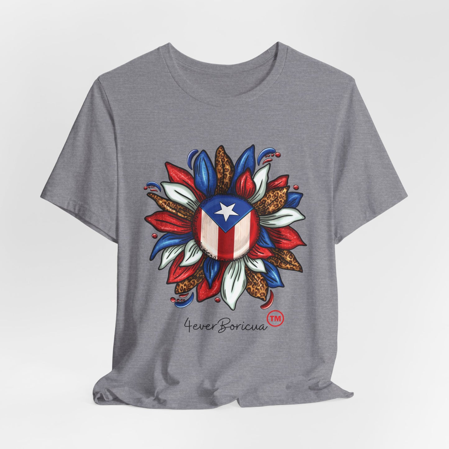 CAMISETA PR PUERTO RICAN BLOOMING FLAG T-SHIRT Gray | 4EVERBORICUA
