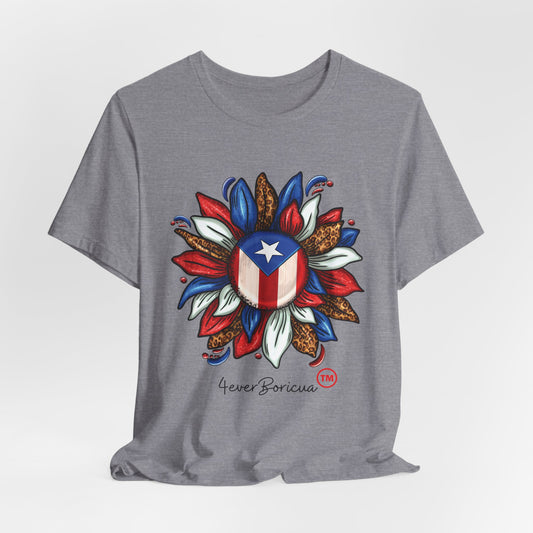 CAMISETA PR PUERTO RICAN BLOOMING FLAG T-SHIRT Gray | 4EVERBORICUA