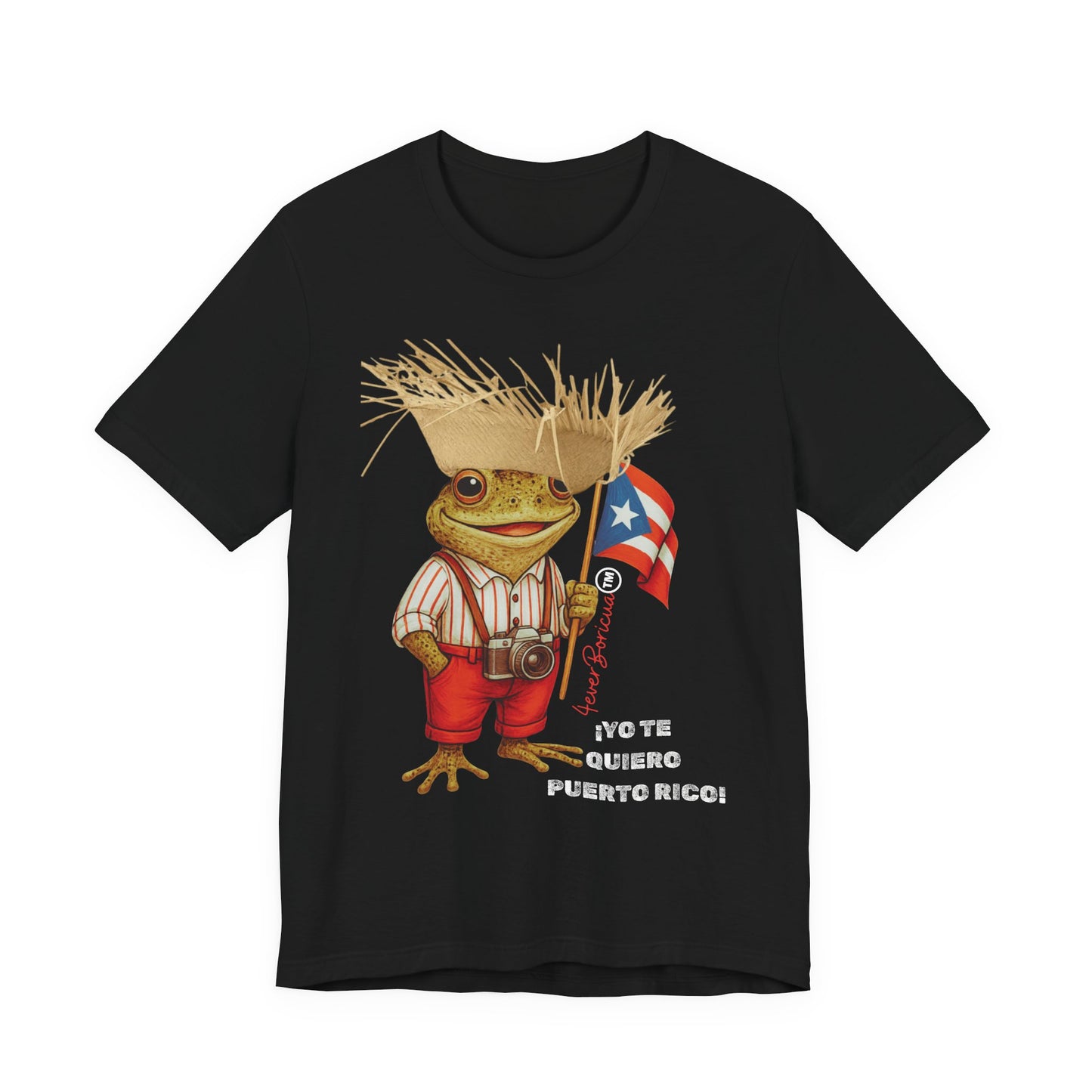 CAMISETA Yo Te Quiero Puerto Rico Shirt con Sapo Concho Pava y Bandera Unisex Negra | Diseño Exclusivo 4everBoricua