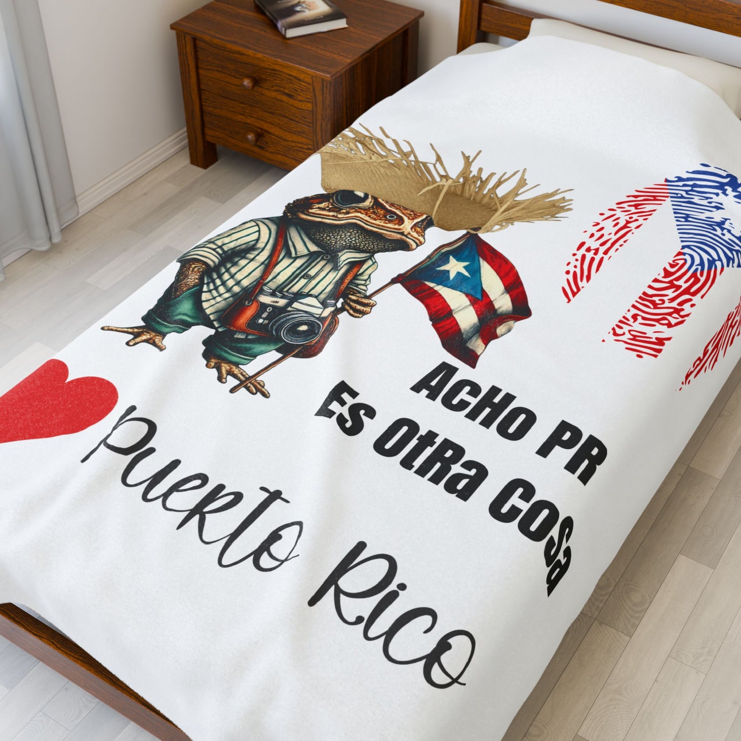 Frazada 60x80 Puerto Rico Puerto Rican Pride Cozy Blanket con Sapo Concho ACHO PR ES OTRA COSA - Diseño Exclusivo