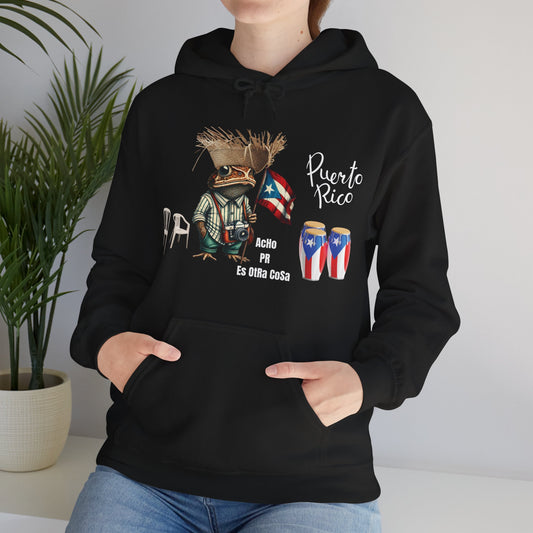 Puerto Rico Unisex Hoodie Sweatshirt Acho PR Pe Erre es Otra Cosa Sapo Concho Sweater | Negro | Diseño Exclusivo 4everBoricua