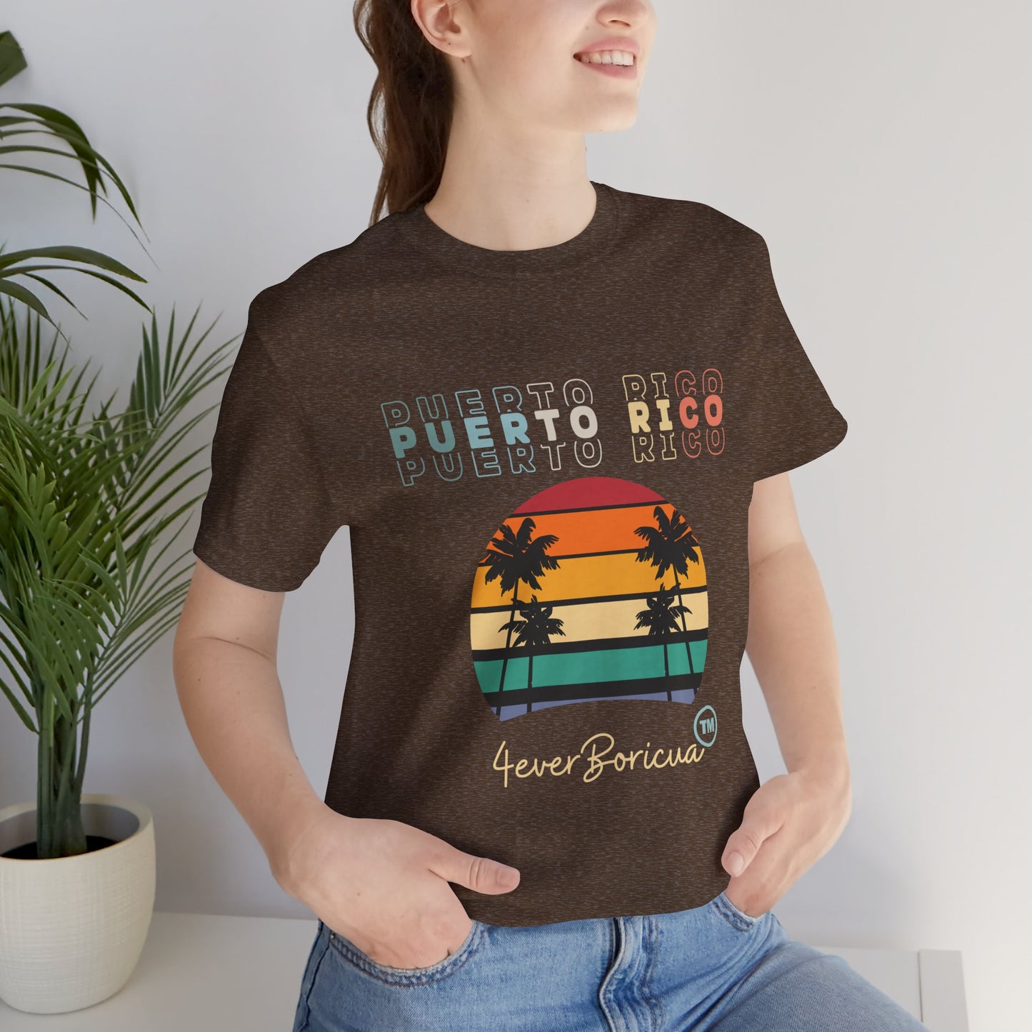 CAMISETAS PR UNISEX PUERTO RICO BEACH RETRO T-SHIRT Brown | 4EVERBORICUA