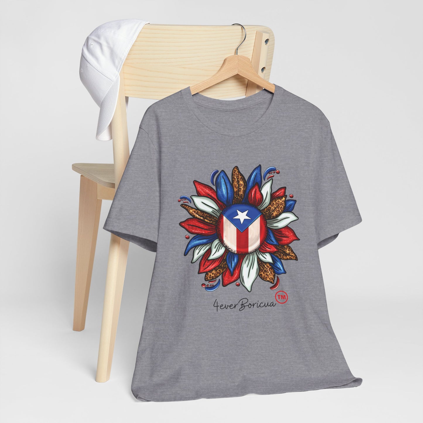 CAMISETA PR PUERTO RICAN BLOOMING FLAG T-SHIRT Gray | 4EVERBORICUA