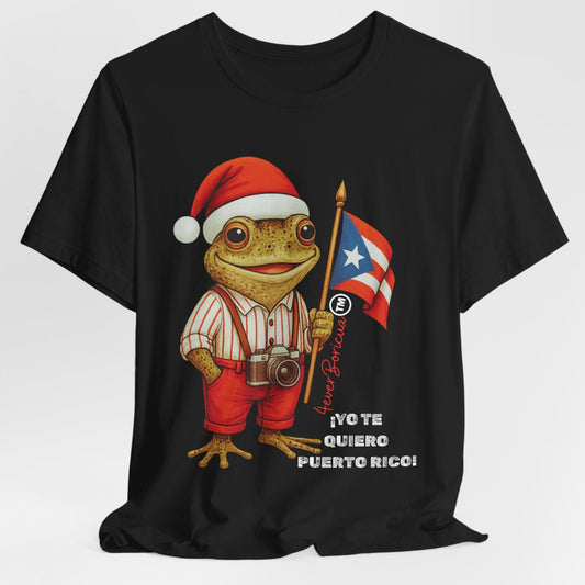 CAMISETA NAVIDAD SAPO CONCHO Christmas Shirt Yo Te Quiero Puerto Rico Unisex Negra | Diseño Exclusivo 4everBoricua