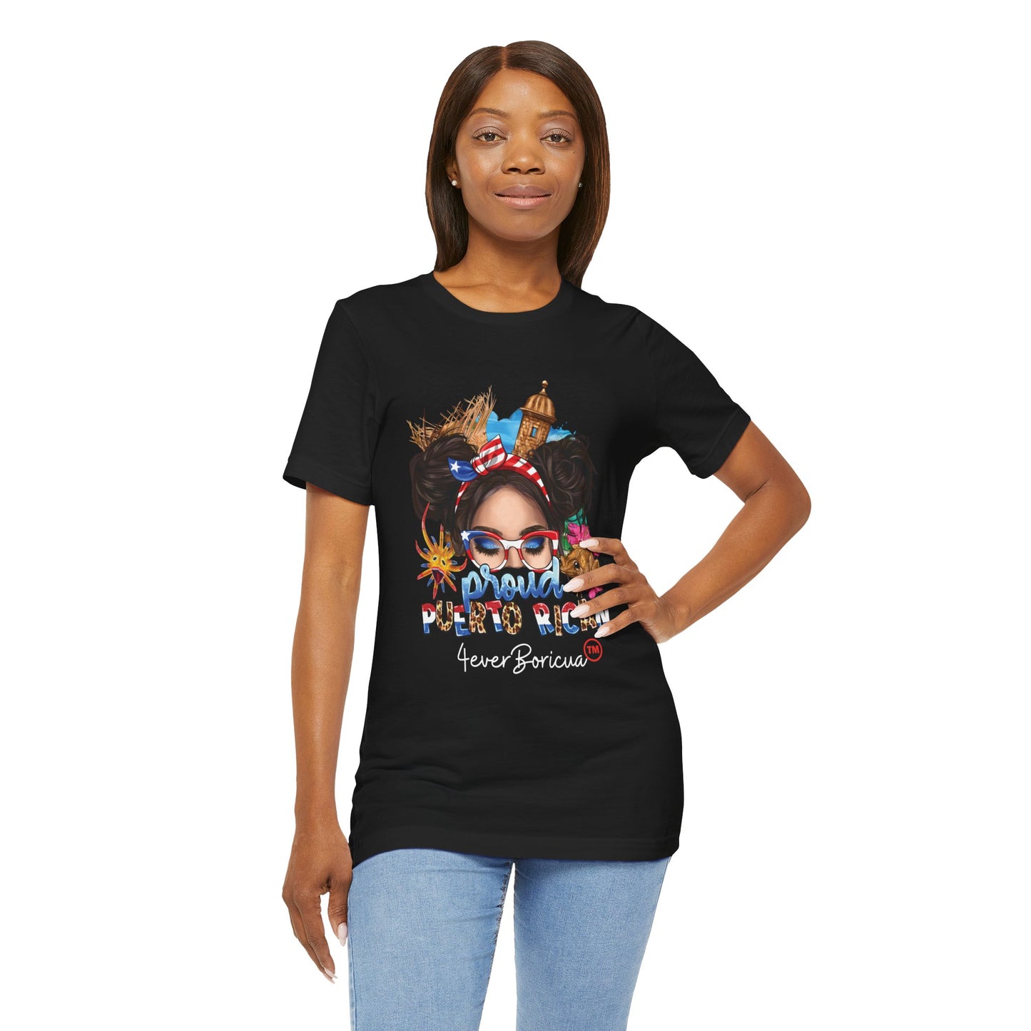 CAMISETAS PR UNISEX PROUD PUERTO RICAN T-SHIRT Black | 4EVERBORICUA