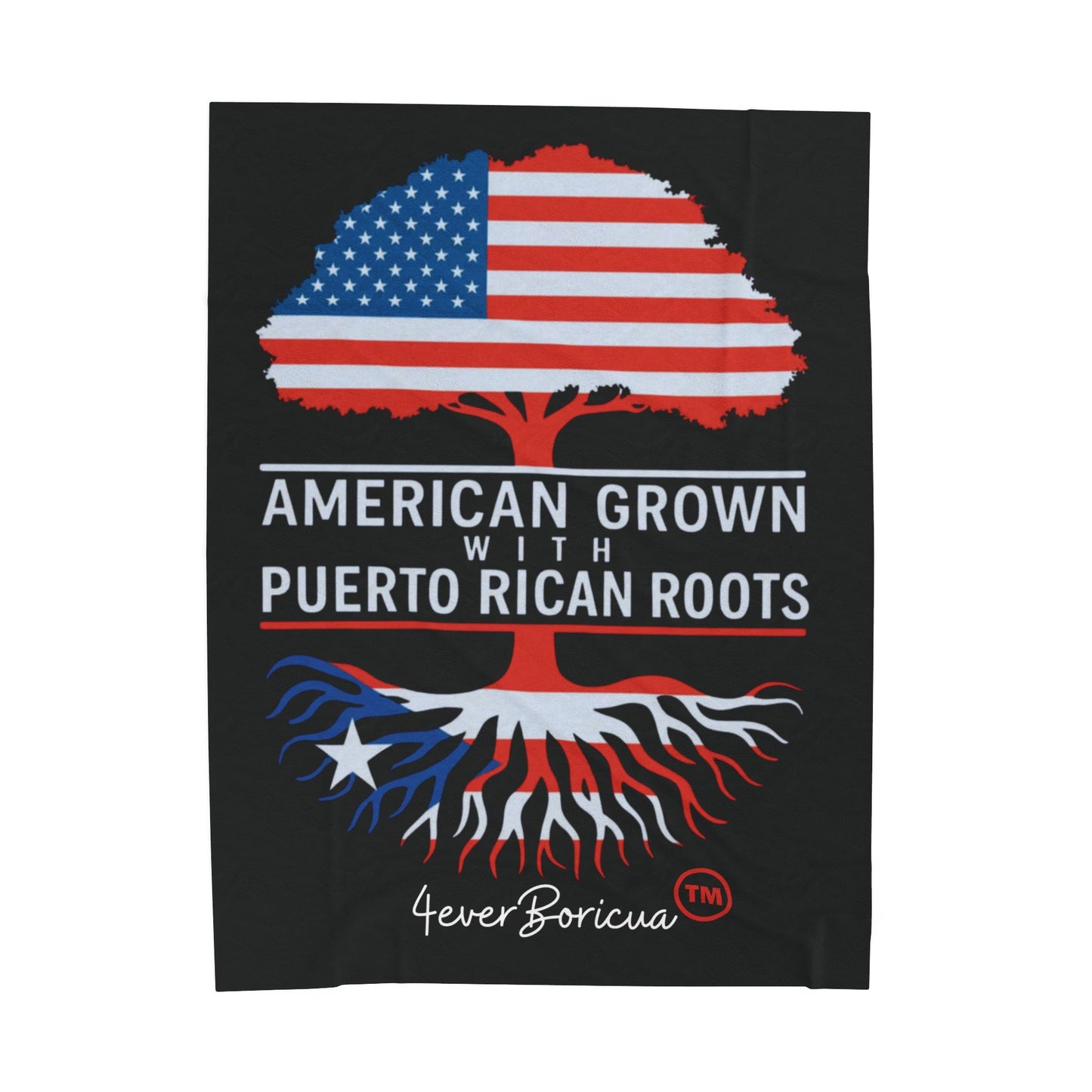 60X80 American Grown with Puerto Rican Roots Throw Blanket – Manta Patriótica para Boricuas en la Diáspora | 4EVERBORICUA