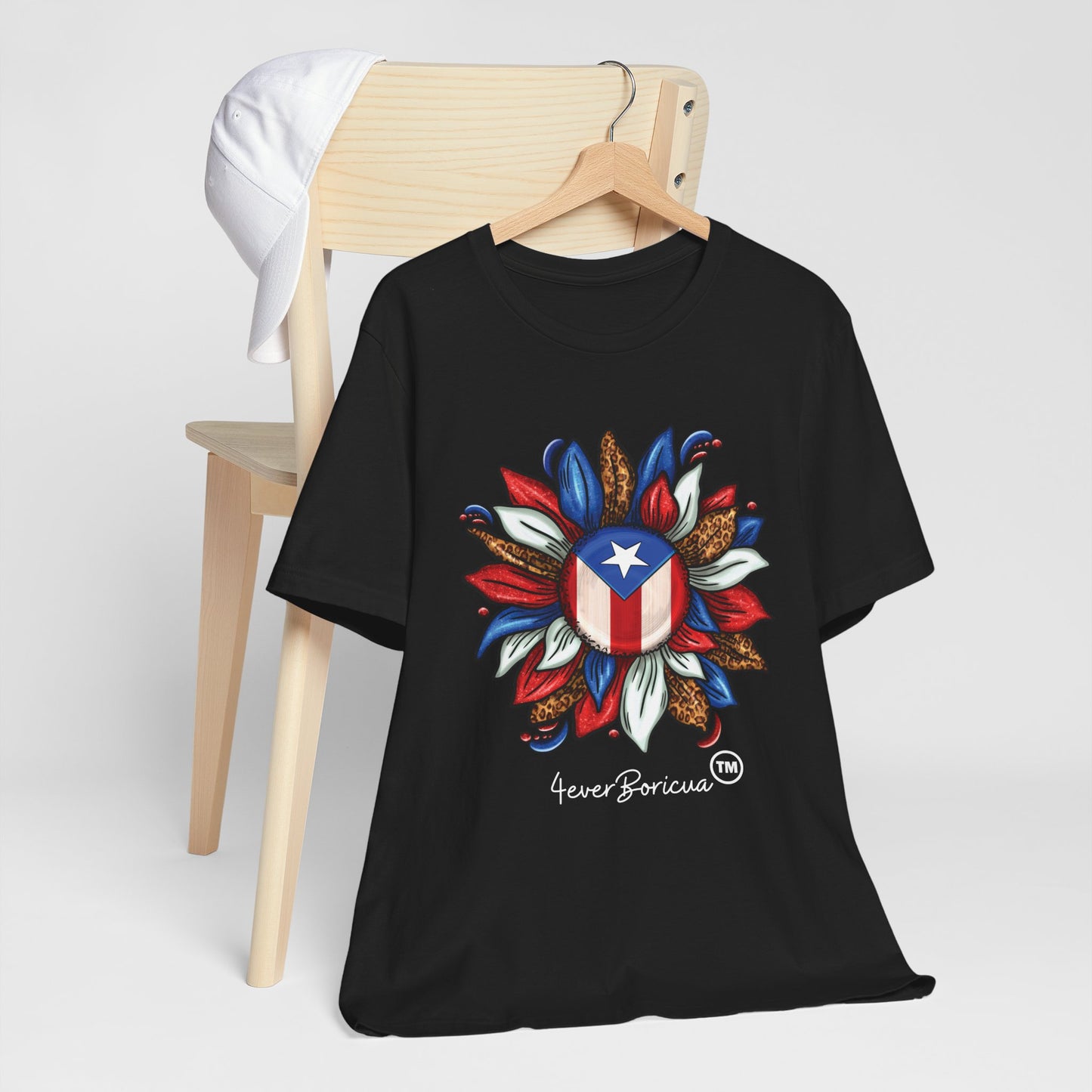 CAMISETA PR UNISEX PUERTO RICAN BLOOMING FLAG T-SHIRT Black | 4EVERBORICUA