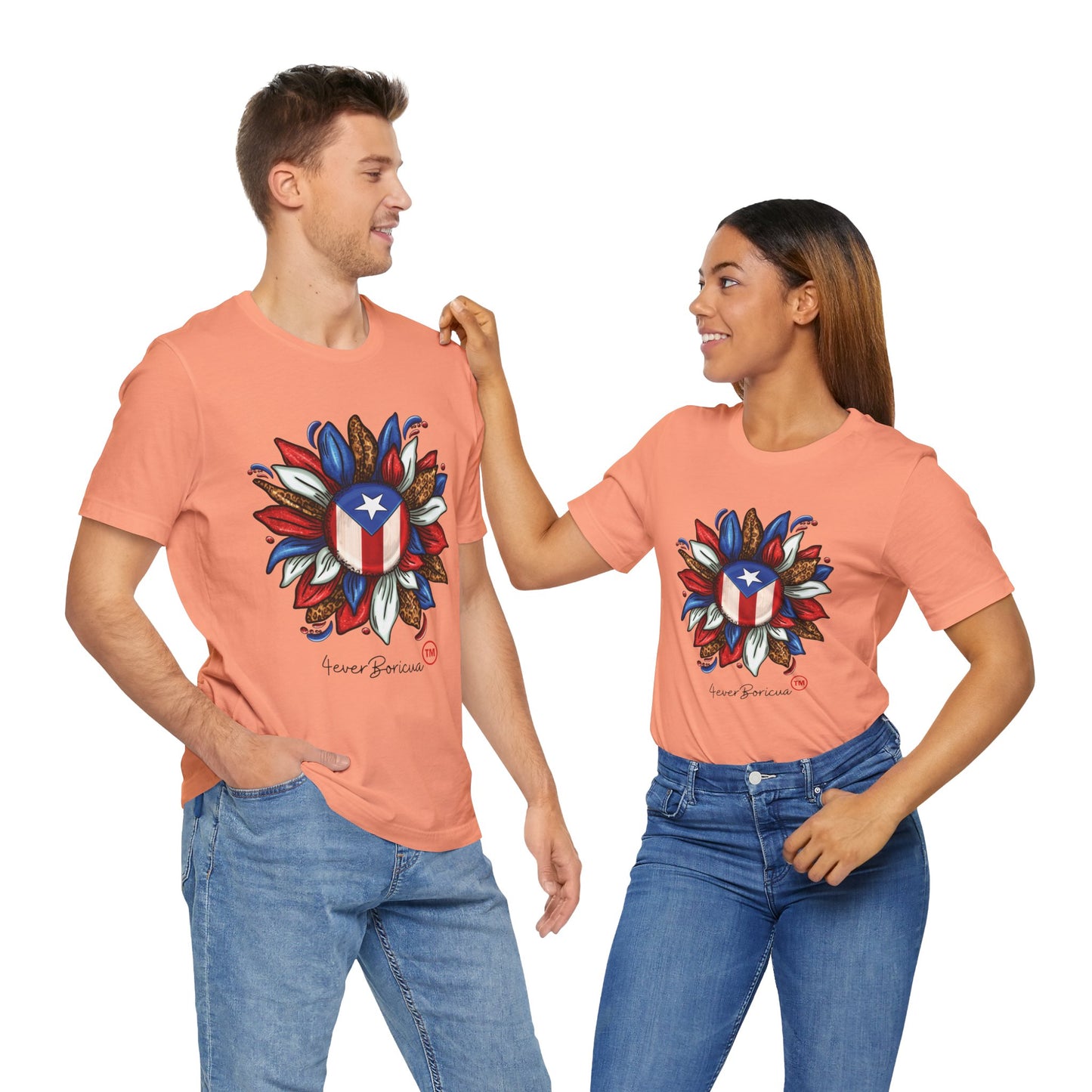 CAMISETA PR PUERTO RICAN BLOOMING FLAG T-SHIRT Sunset | 4EVERBORICUA
