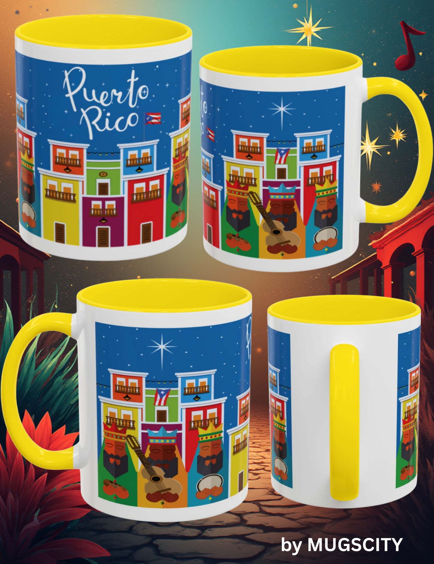 TAZA TRES REYES MAGOS EN OSJ PUERTO RICO MUG THREE KINGS (En Variedad de Hermosos Colores) | 4EVERBORICUA