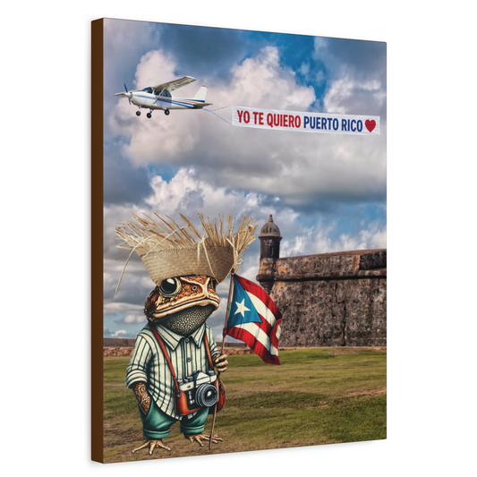 Puerto Rico Canvas Wall Art 16x20 – Sapo Concho en El Morro con Bandera de Puerto Rico | Yo Te Quiero Puerto Rico