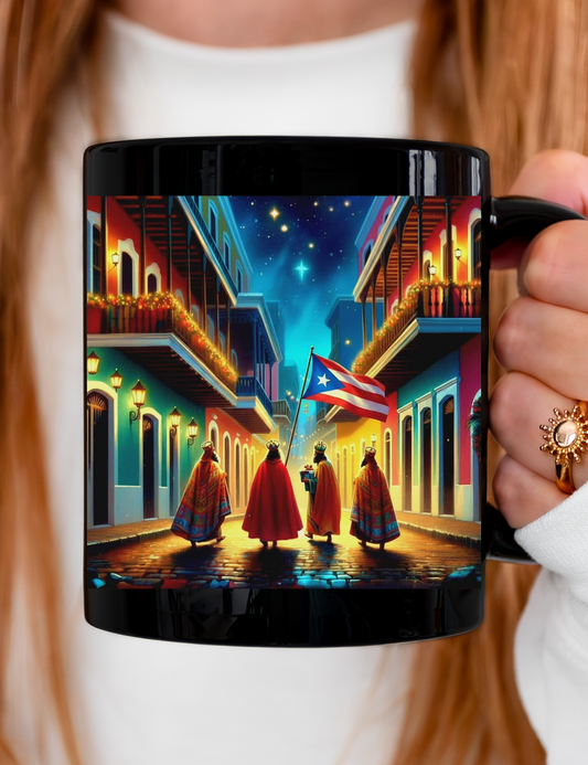TRES REYES MAGOS CON JESÚS EN PR - Obra en Taza de 11oz. Diseño exclusivo de 4everBoricua | FREE SHIPPING!