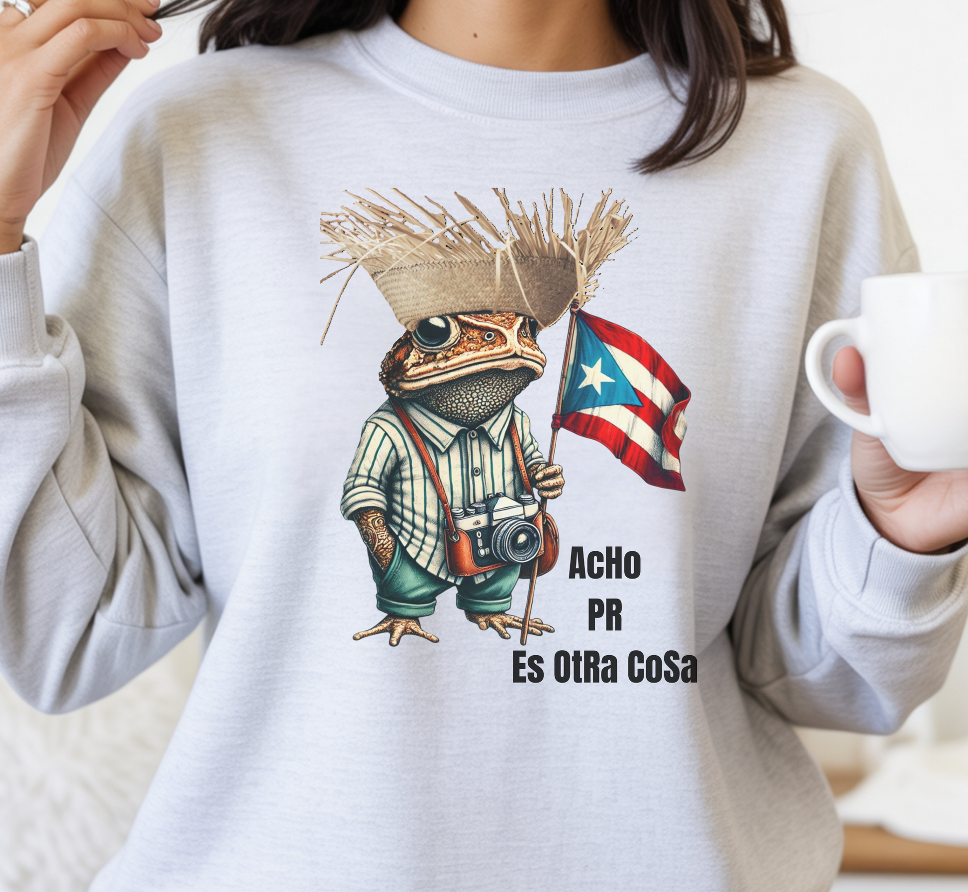 acho pr es otra cosa unisex sweatshirt blanco ash sapo concho pava bandera boricua